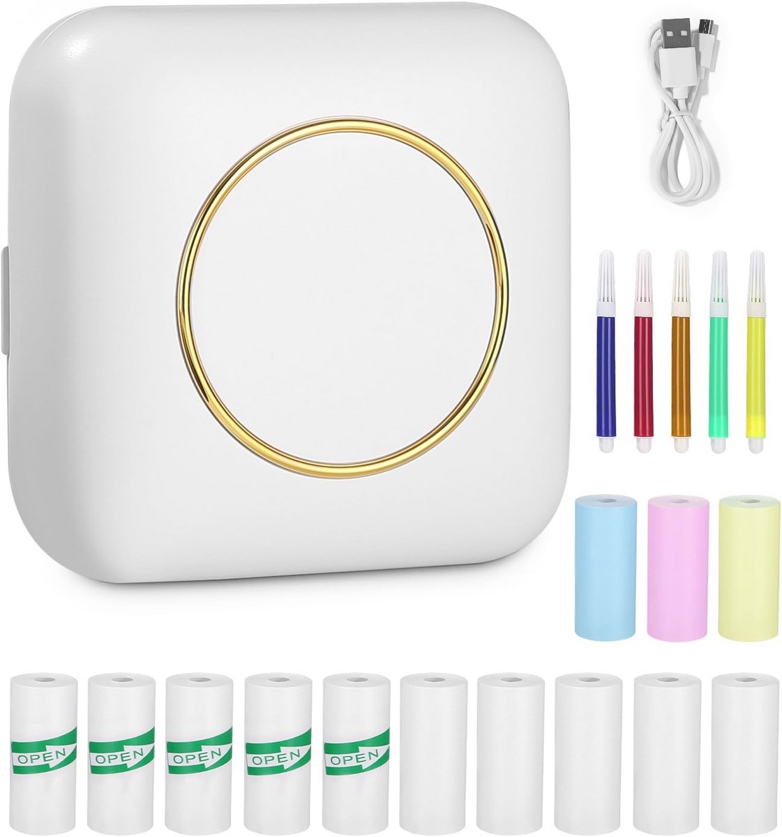Draagbare mini-printer met thermisch papier - Inktloze fotoprinter voor notities en memo's