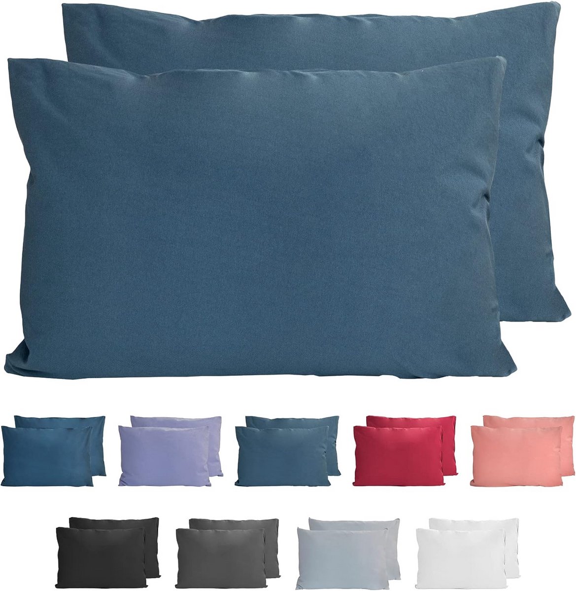 Katoenen Kussenslopen Set van 2 - Superzachte Hoofdkussenslopen 40 x 60 cm - Ademend en Du