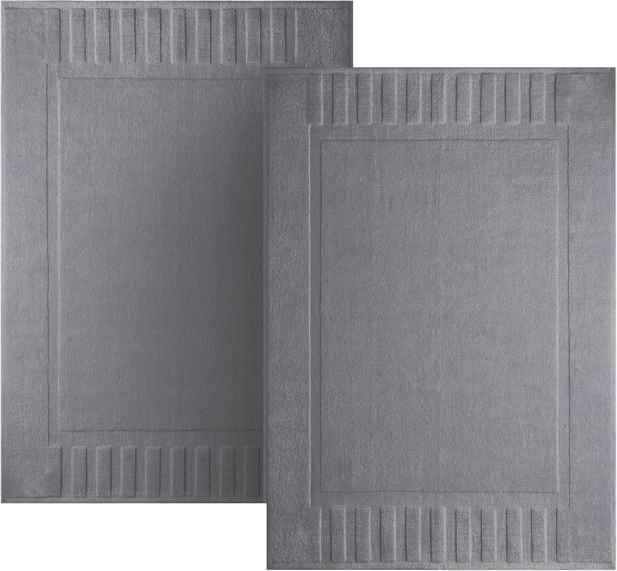Set van 2 badmatten 86 x 56 cm - Donkergrijs Omkeerbaar - Luxe Badmatten voor Badkamer