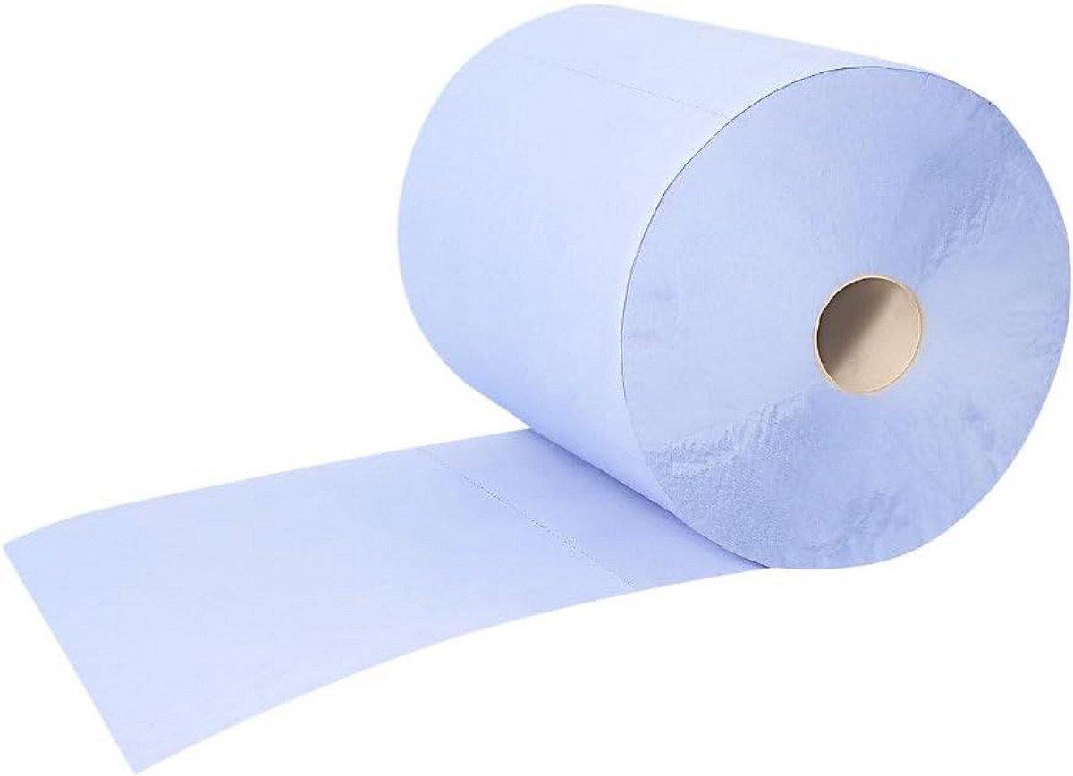Sterke Blauwe Cellulose Poetsdoeken Rol - 3-Laags, 1000 Vellen voor Professioneel Gebruik