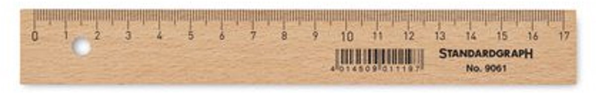 Liniaal Standardgraph 17cm hout met metaalinleg - SG-9061
