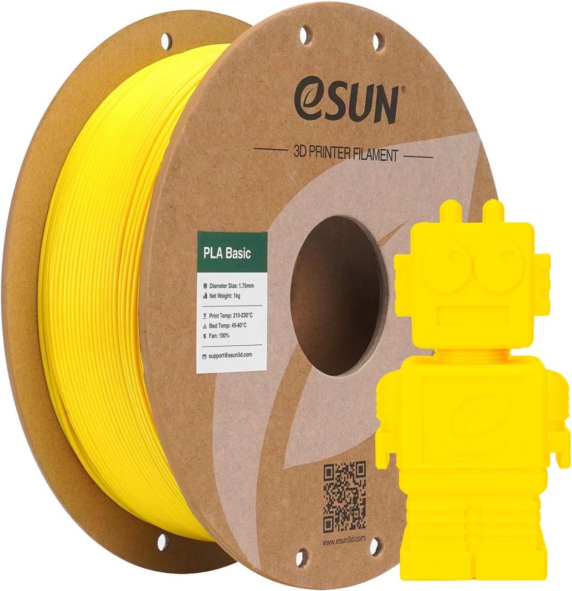 3D Printer Filament PLA 1.75mm Hoge Snelheid 1KG Geel Nauwkeurigheid +/- 0.03mm