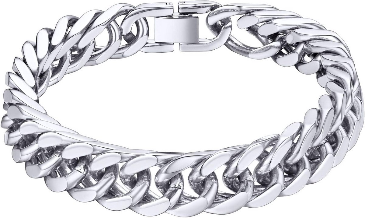 ChainsHouse Roestvrijstalen pantserarmband voor heren, 19 cm - 23 cm, pantserarmband, schakelarmband, hip pop-armketting met geschenkdoos voor Valentijnsdag, verjaardag