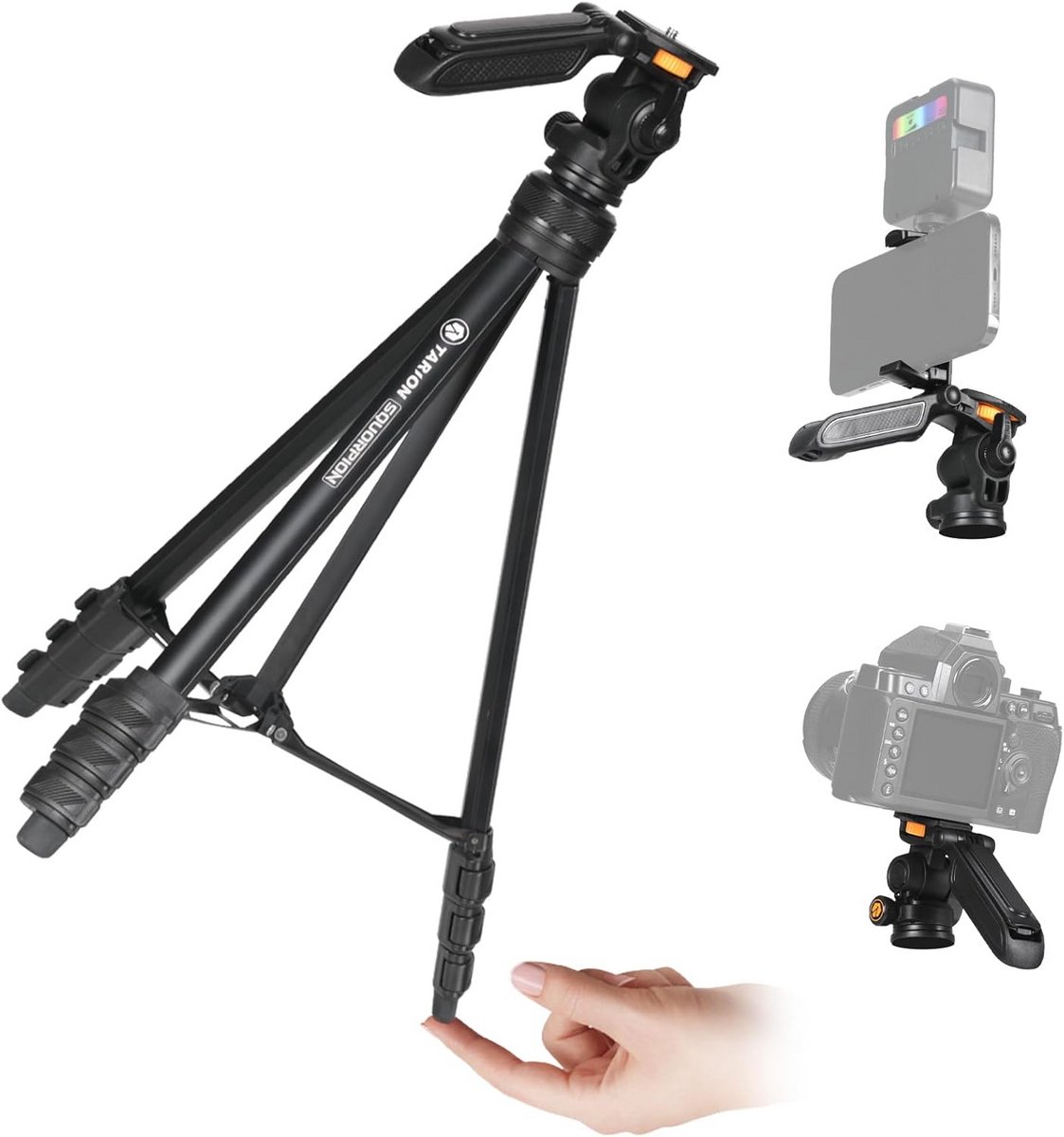 Lichtgewicht Reisstatief voor Camera en Telefoon - 139 cm Aluminium Camerastatief met Afneembare Pan-Tilt-Kop