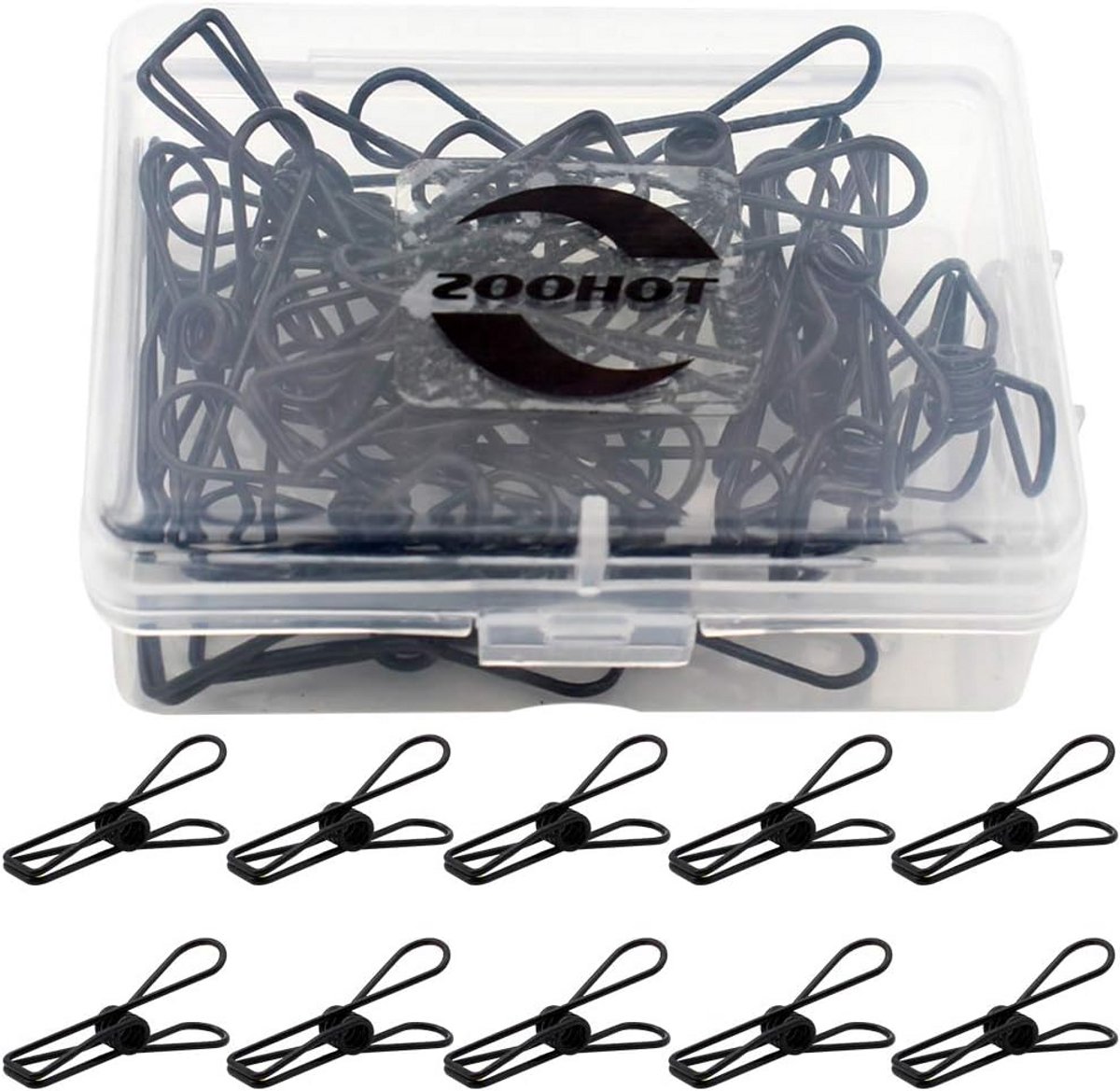 Set van 25 multifunctionele zwarte metalen clips voor waslijnen