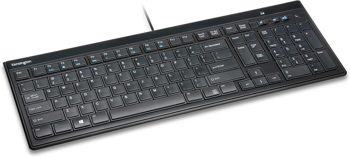 Full-Size Slim Toetsenbord met USB-Kabel - Qwerty, Slank Ontwerp, Geïntegreerde Kantelvoetjes