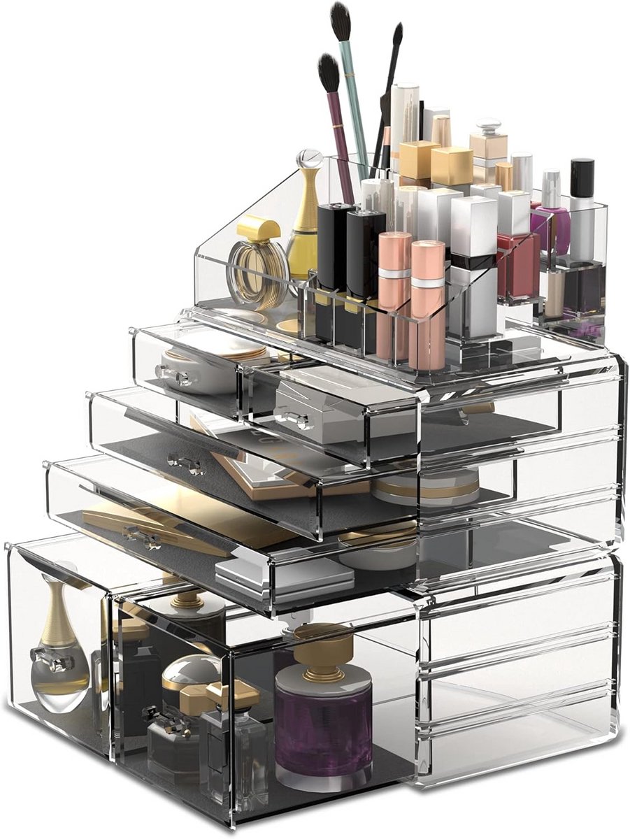 Cosmetische Organizer met Laden - Transparant Make-up Opbergdoos Met 6 Compartimenten