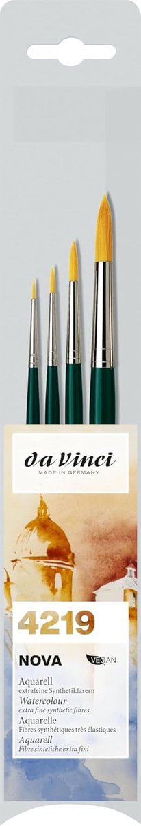 Da Vinci - hoogwaardige aquarelpenseelset van 4 "NOVA-synthetisch" - Serie 4219
