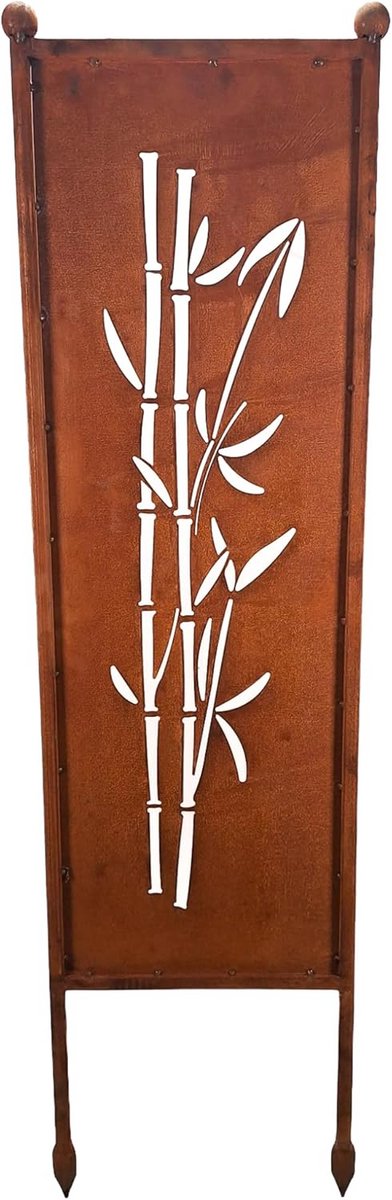 Decoratieve Tuinsteker met Bloemmotief in Edelroest Look - 115 cm)