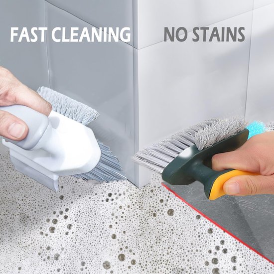 4-in-1 Voegenborstel met schraper, V-vormige voegenborstel voor tegelvloeren, voegborstel met stijve borstelharen voor douche, badkamer, hoeken, plinten, keuken, huishouden - Groen van Merkloos	 — afbeelding 4