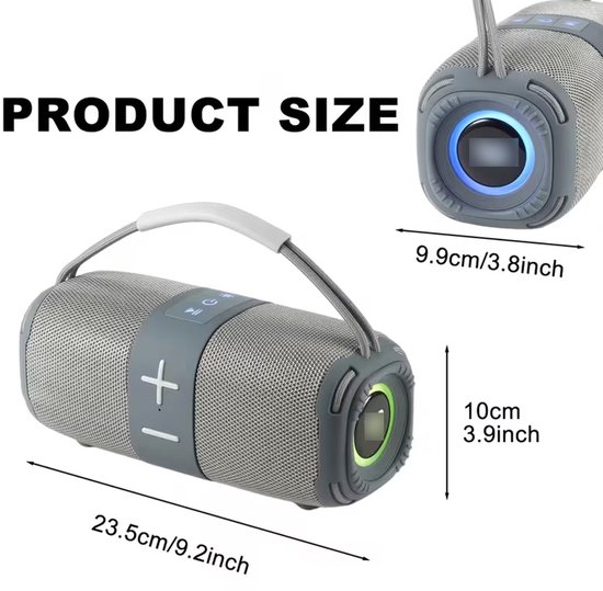 Luidspreker - Feestluidspreker - Draagbare Bluetooth-luidspreker - 23,5 x 9,9 x 10 cm - Met verlichting - 10W stereo met hoog volume - Kleine draadloze luidspreker - Ondersteunt TWS-koppeling - Geschikt voor thuis, feestjes, buiten, strand - Zwart — afbeelding 4