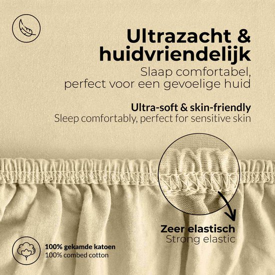 Hoeslaken etérea Extra Jersey 240x220 cm - Oekotex - 100% coton - jusqu'à 35 cm - Ivoire