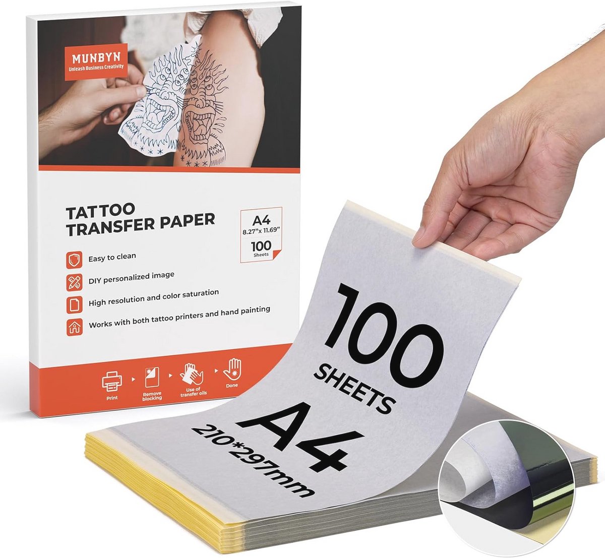 Pack van 100 Thermisch Tatoeagepapier A4 voor Thermische Printers