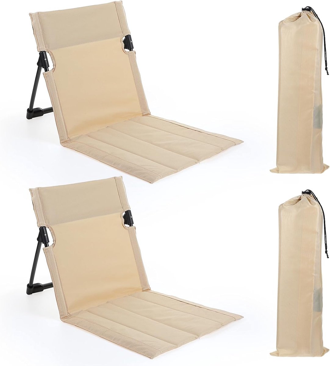 2 stuks - Opvouwbare zwembadstoel – Draagbare klapstoel – Geschikt voor zwembaden, stranden, kamperen, picknicks en gazons – Compact en lichtgewicht zitaccessoire voor buiten – Khaki