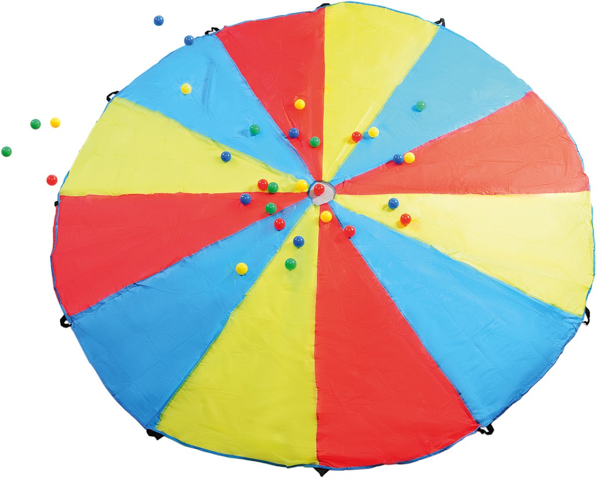 BS Toys Parachute Spel met Gat - Buitenspeelgoed - Vangspel - Doekspel 3 tot 12 Spelers - Spelletjes voor kinderen - Buiten speelgoed - Buitenspel - Buiten Spellen - Tuin Speelgoed - Strandspeelgoed - 3 Meter doek — afbeelding 6