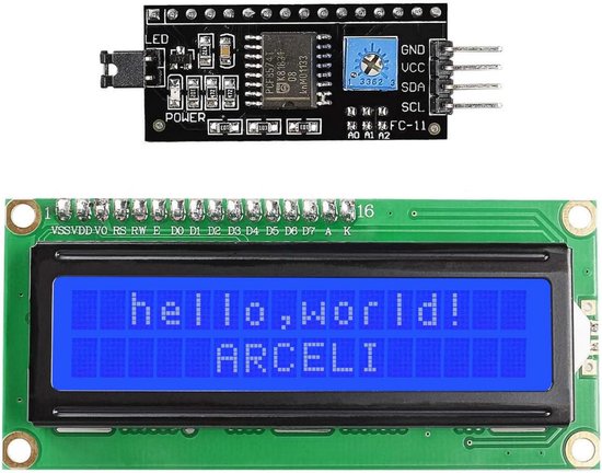 16x2 LCD Display Moduul met I2C/TWI Interface - Seriële 1602 Scherm ...