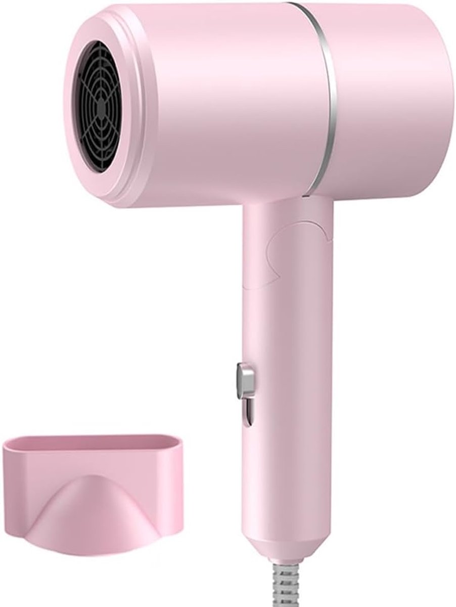 Reisföhn, föhn, sneldrogende föhn met negatieve ionen, met warm- en koudwaterknop, kleine föhn met 1 concentratoropzetstuk, unisex, geschikt voor thuis, op reis en in de salon (roze).
