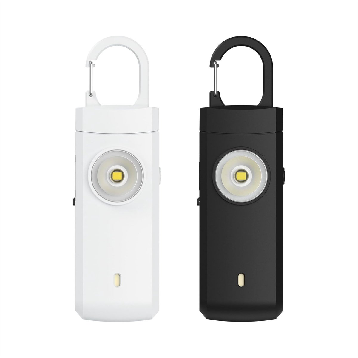QTTVBTNA - Persoonlijke Alarm - Krachtig 130 Db Geluid En Felle Flits - Persoonlijke Bescherming - Noodsignaal - Oplaadbaar - Draagbaar Veiligheidsalarm - Zwart/Wit - 2 Stuks