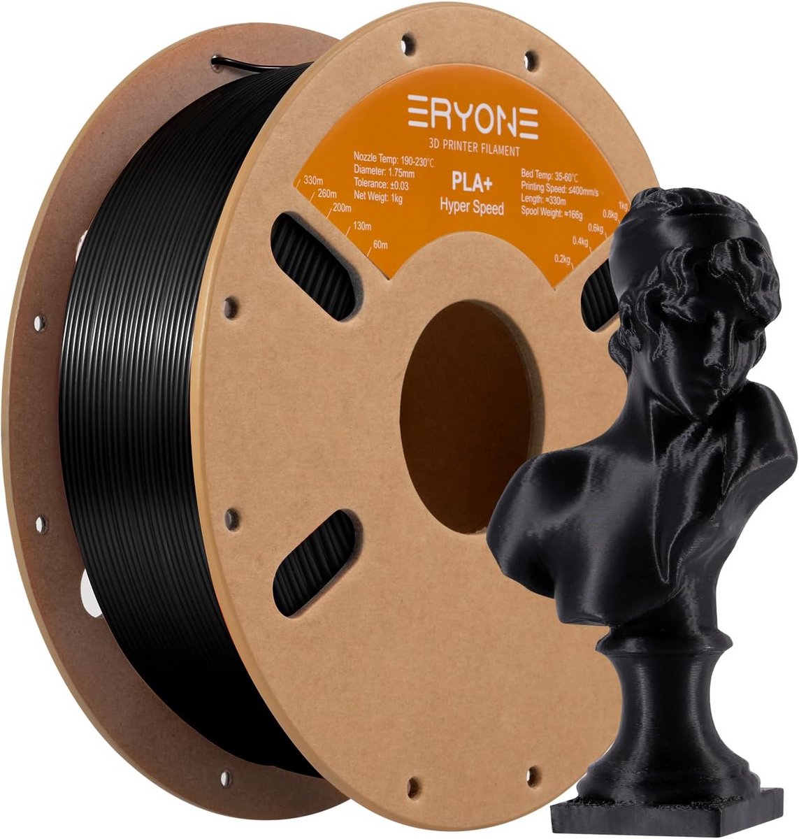 Hoogwaardig PLA+ Filament 1.75mm voor 3D Printers, Zwart, 1KG Spoel