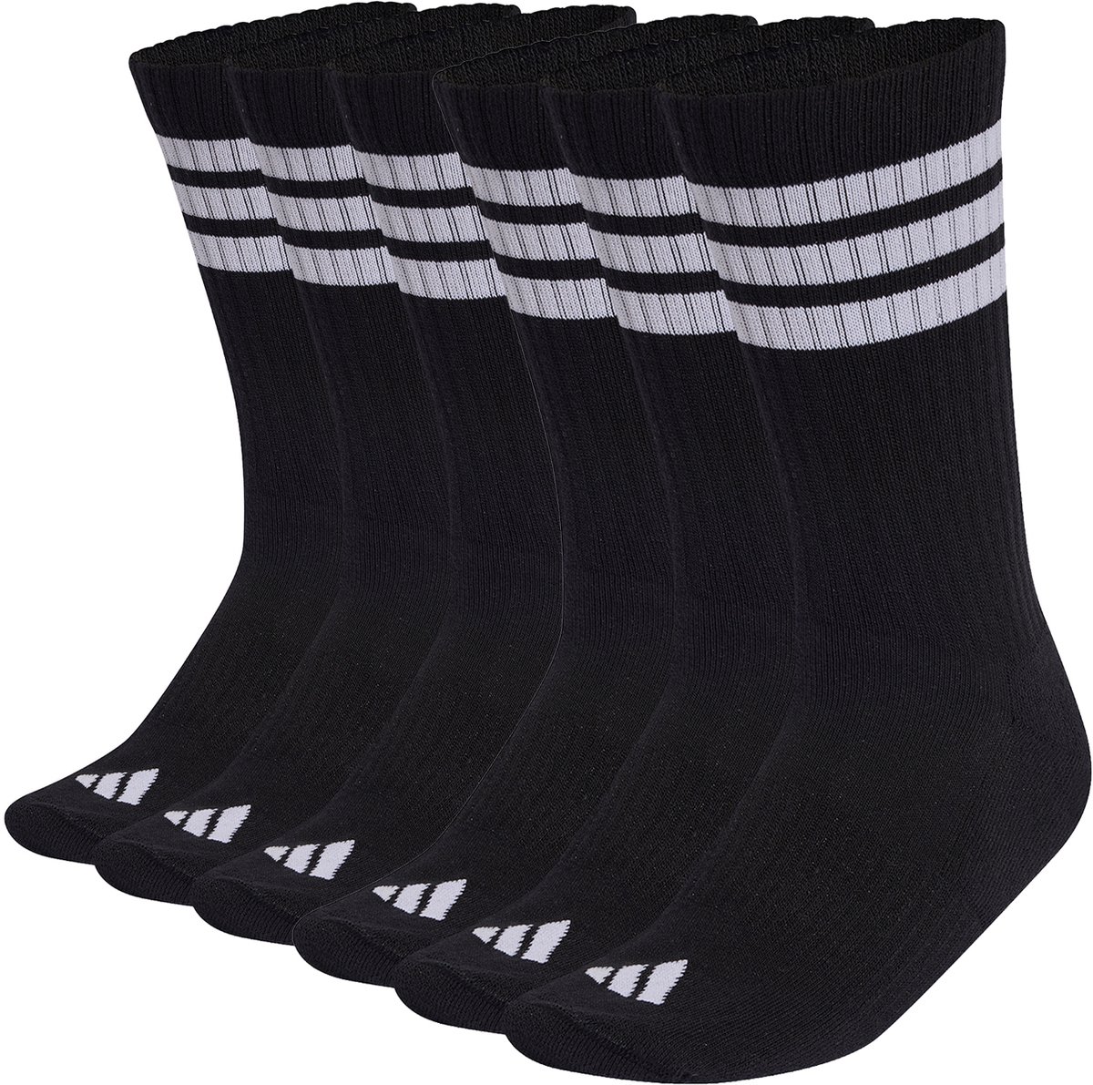 3STRIPES CUSHIONED SPORTSWEAR CREW SOCKS 6 PAIR PACK Zwart