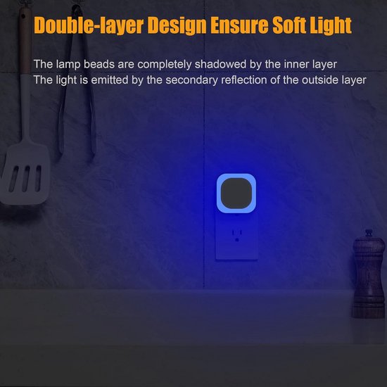 Dimbare LED Nachtlamp met Schemersensor - Automatisch Aan/Uit bij Donker - Set van 2 van Merkloos — afbeelding 5
