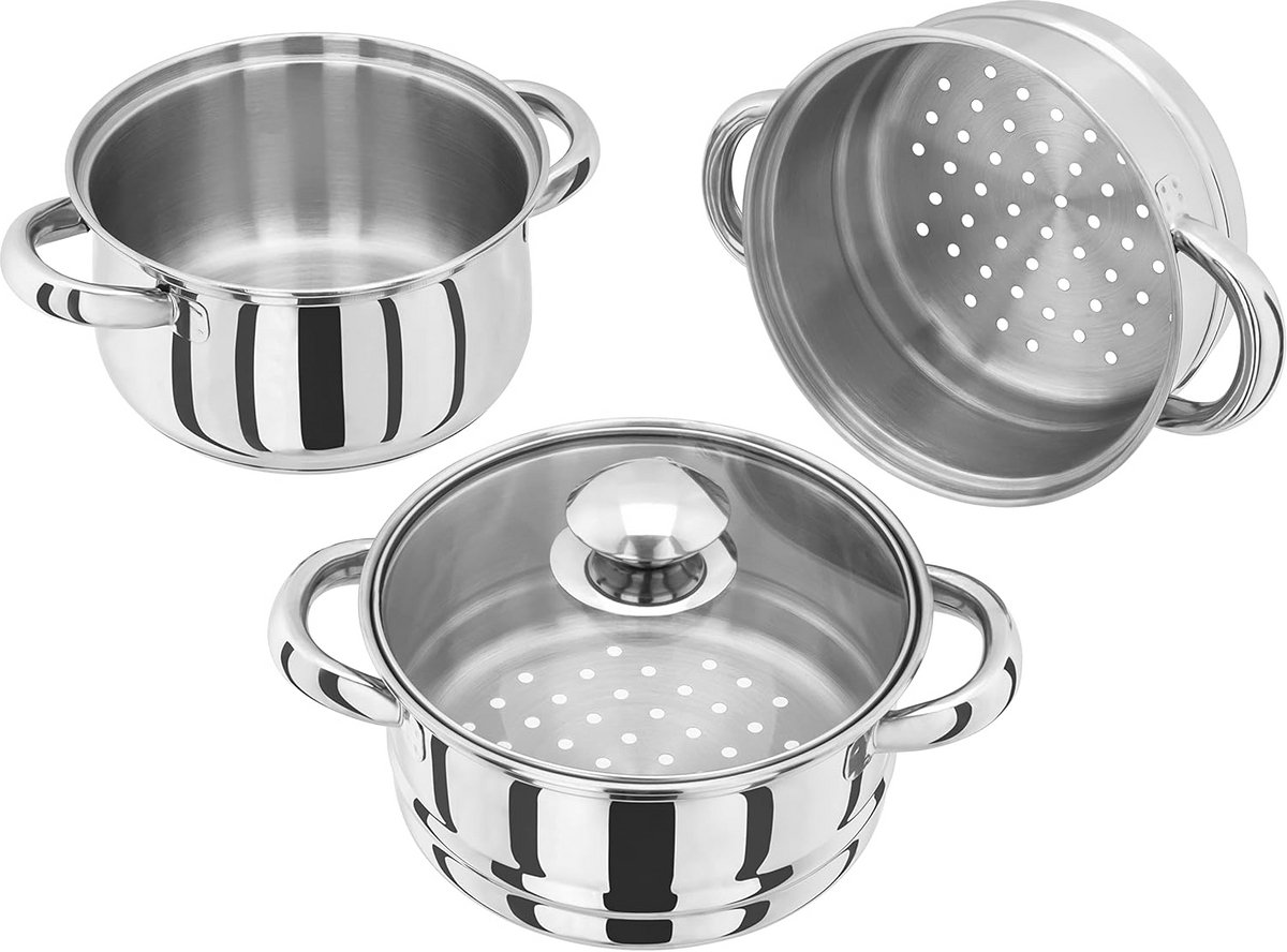 RVS Steelpan met Glazen Deksel voor Alle Warmtebronnen