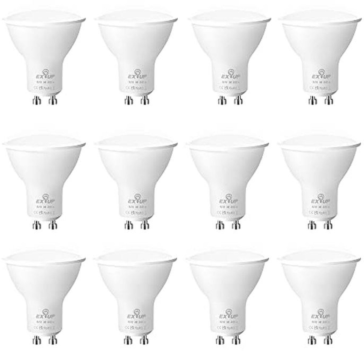 GU10 LED-lamp Warm Wit Licht 3000 K - Set van 12 Stuks met 500 lm