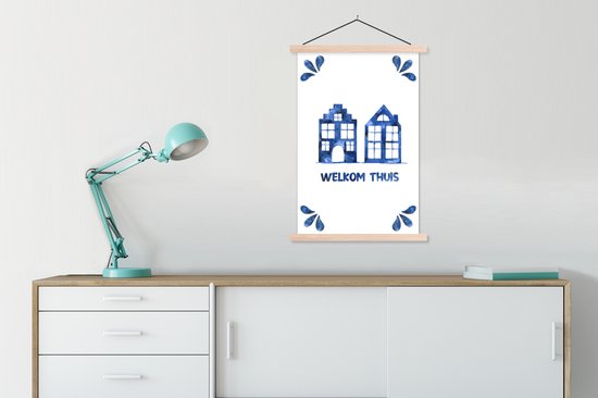 Porte-affiche avec affiche - Affiche scolaire - Citations - Accueil - Proverbes - 'Welcome home' - 60x90 cm - lattes vierges