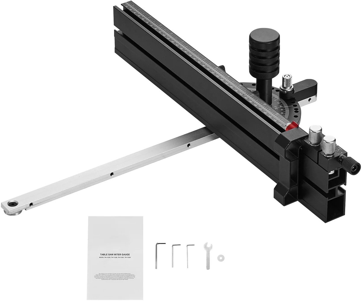 LabelOne Precisie Verstekmeter - Tafelzaag - Houtbewerking - 18 inch raster - geschikt voor standaard gleuf 19 x 10 mm - zwart
