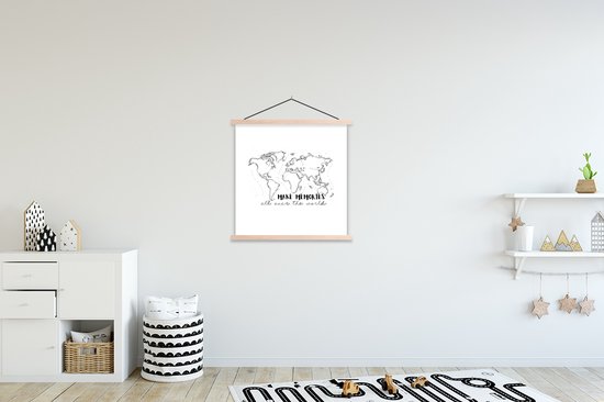 Décoration murale - Carte - Citations - Zwart et Wit - Affiche scolaire - 60x60 cm - Affiche textile