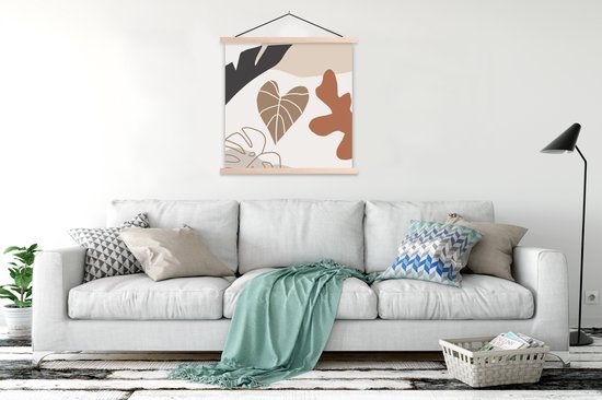 Porte-affiche avec affiche - Affiche scolaire - Été - Feuille - Marron - 120x120 cm - lattes vierges