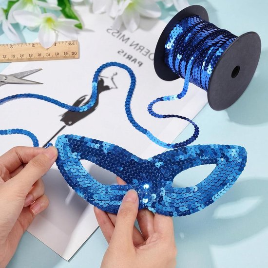 100 yards 6 mm platte glitterband, doe-het-zelf versiering van glanzende pailletten, kleurrijke platte ronde pailletten spoel lijn doe-het-zelf handwerk naaien handwerk handwerk handwerk (zwart