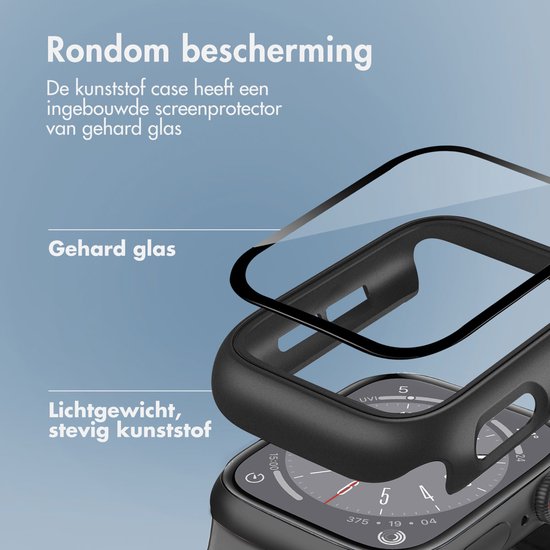 iMoshion Hardcase + Protecteur d'écran pour Apple Watch Series 4-6/SE 44 mm - Zwart