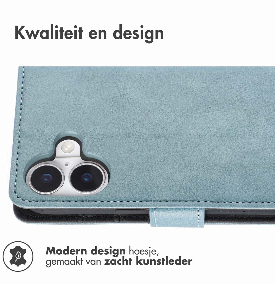 iPhone 16 hoesje bookcase met pasjeshouder, briefgeldvak, standaardfunctie en bescherming, blauw - Afbeelding 2