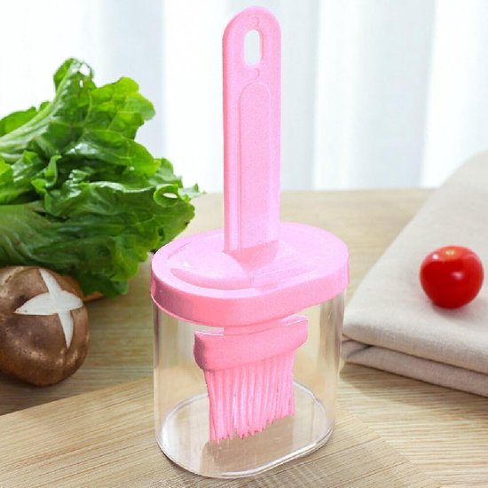 4 stuks 2-in-1 oliedispenser met siliconen borstel, hittebestendige kunststof fles voor keuken, grill en bakken, praktische oliekwast fles (wit + groen + roze + bluw) — afbeelding 2