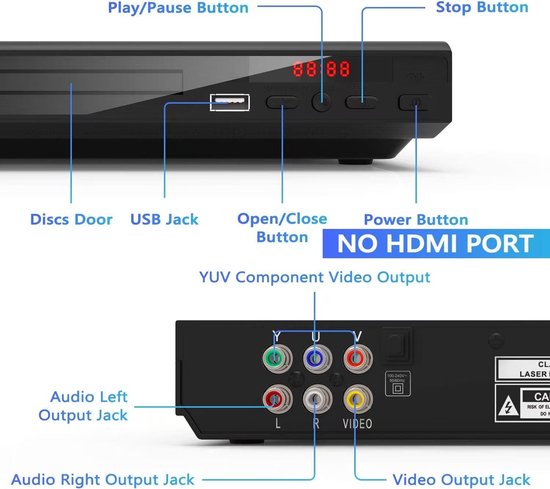 Multi-formaat DVD Speler - Speelt CD/VCD/DVD and USB-bestanden - Met Afstandsbediening) — afbeelding 4