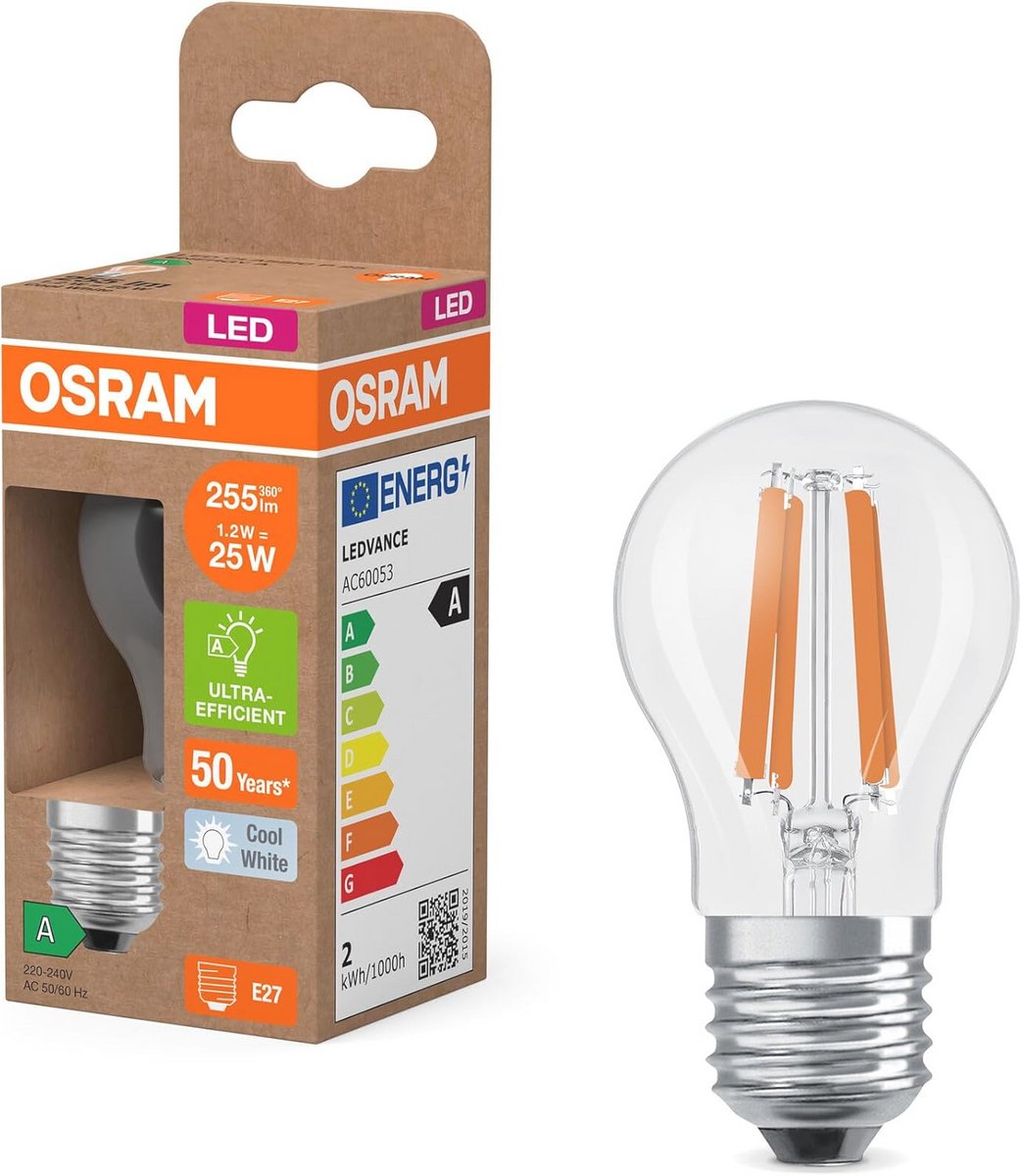 Energiezuinige LED-lamp E27, 1,2 W, 255 lm, 4000 K - Koud Wit