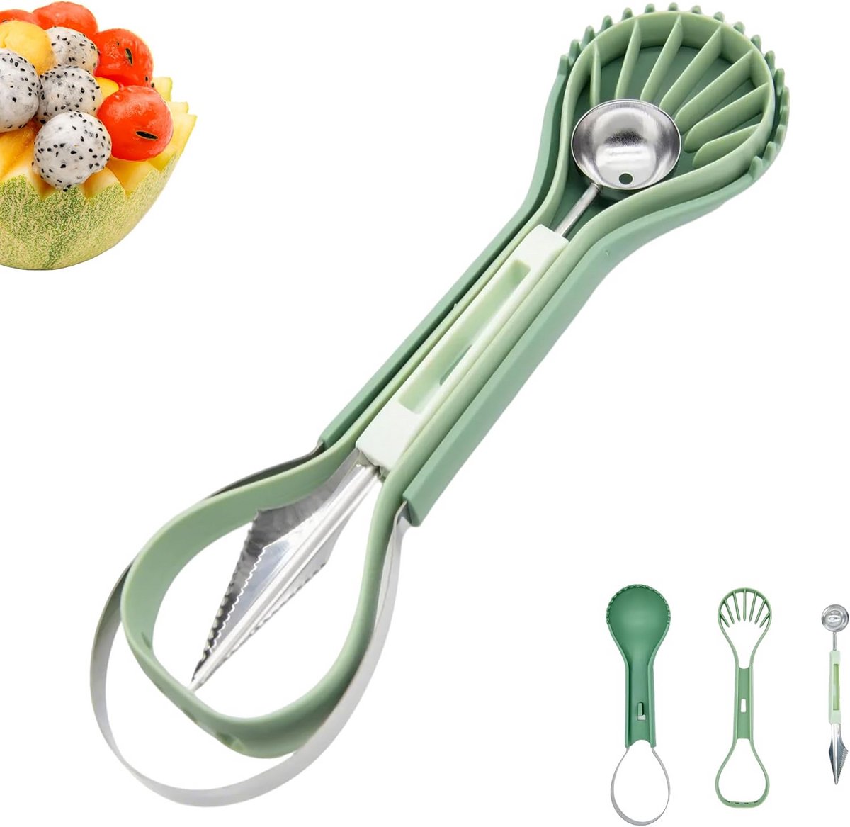 6-in-1 Fruitscoop en Meloenschepper Set - 3 Delig