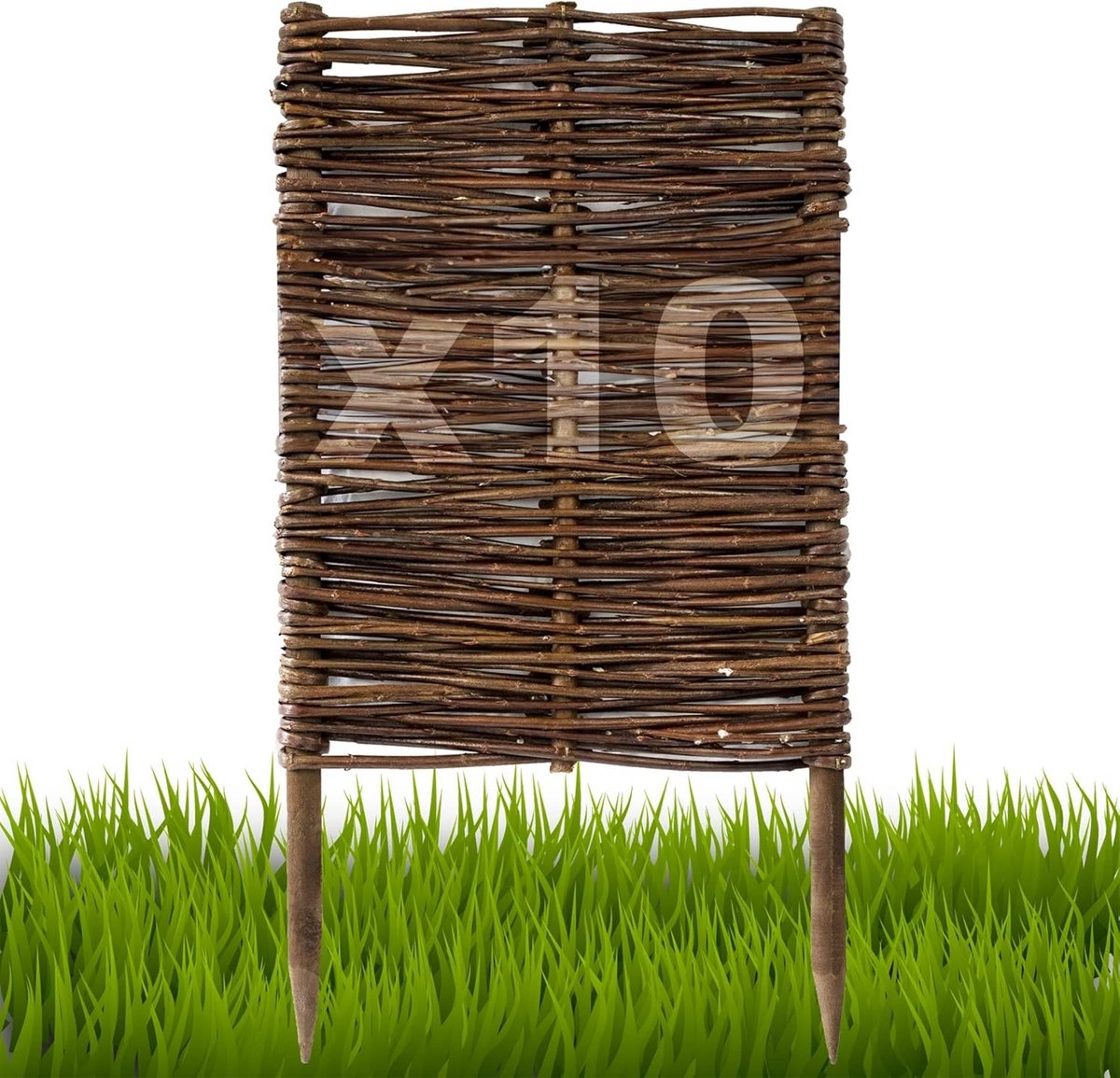 Houten Tuinrand Wilgenhout 10 Stuks Bloemenperk Afzetting 60cm Hoog