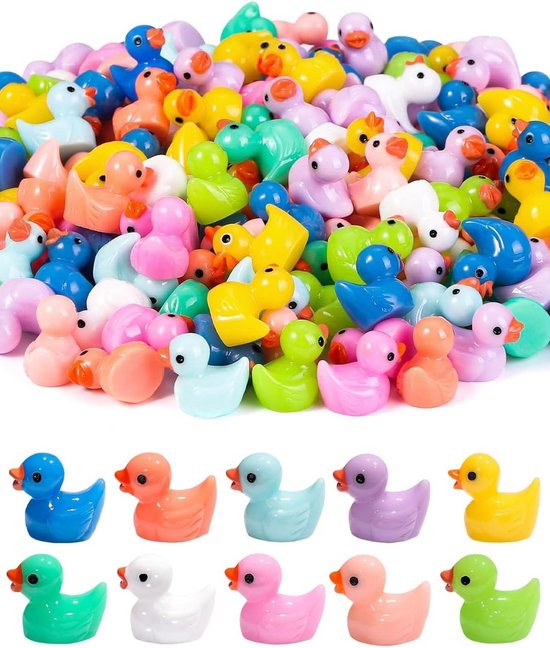 100 stuks - Mini hars eendjes - Kleine eendjes - Geschikt voor tuinaquariumpotten, doe-het-zelf, decoratiefeest - Geel