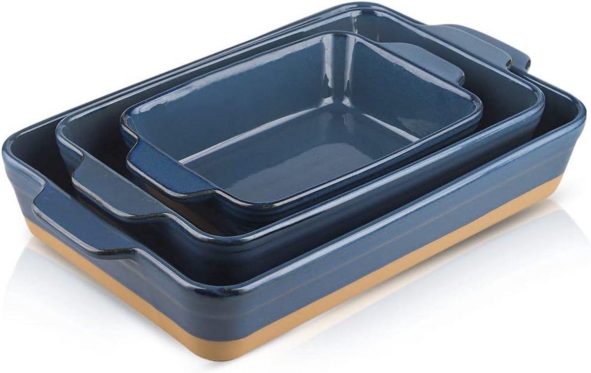 Set van 3 Keramische Ovenschalen, Grote Lasagne Pan Diep