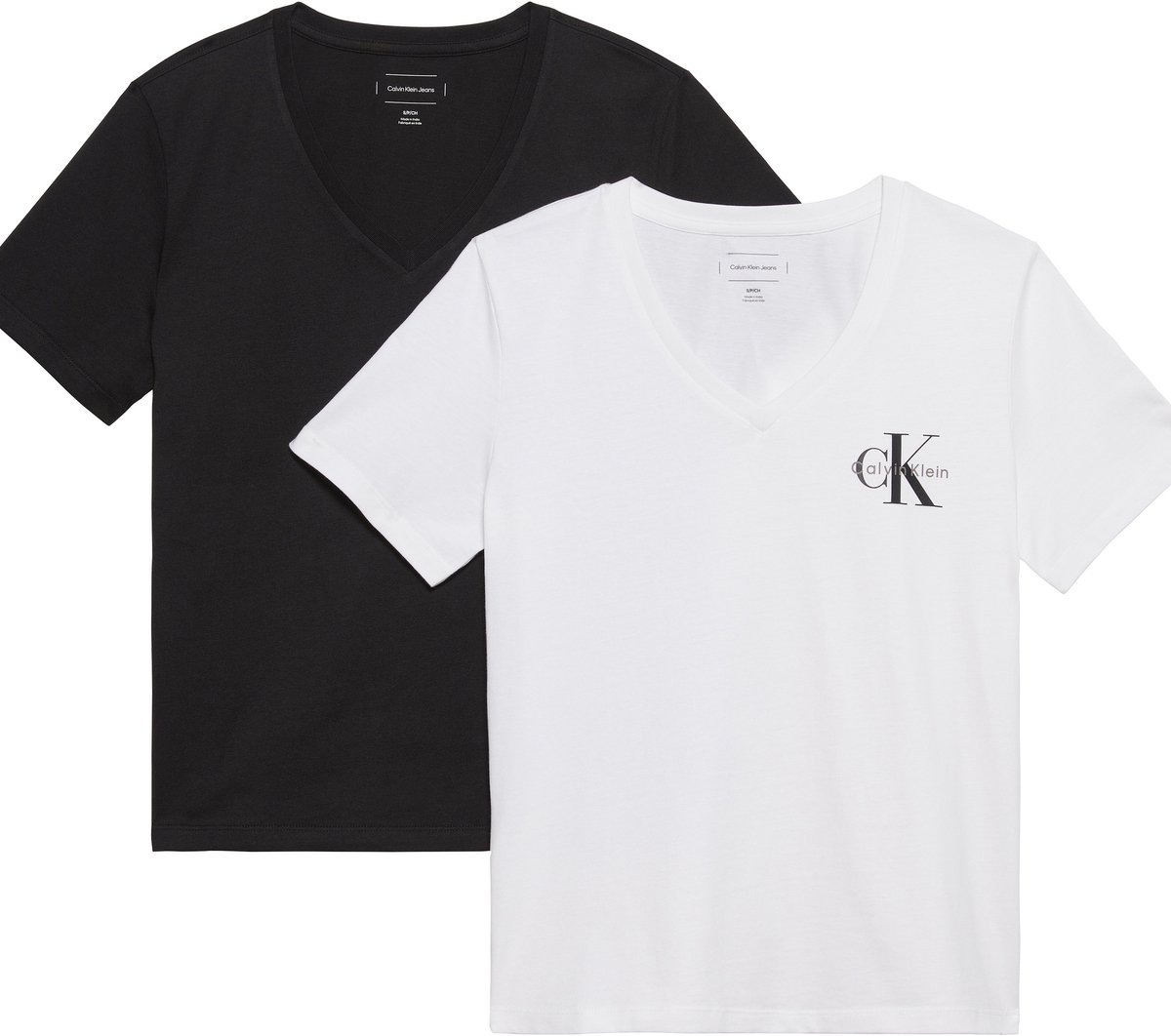 Calvin Klein Jeans 2 Pack Cotton V-Neck T-Shirts Zwart