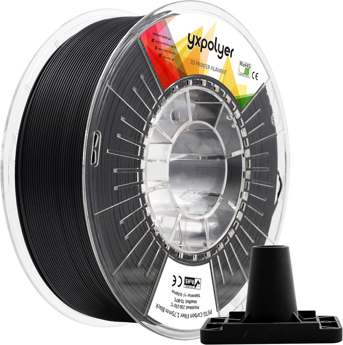 3D-Printerfilament PETG met Koolstofvezel (CF) – 1.75mm, Zwart, 1kg – Hoge Sterkte en Hittebestendig