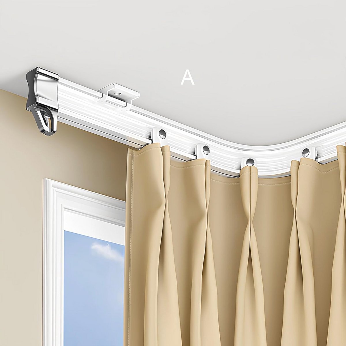 Flexibele Buigbare Gordijnrail 100-600 cm - Zwaar Belangrijk voor Plafond- of Muurbevestiging - Perfect voor Erkers en Kamers