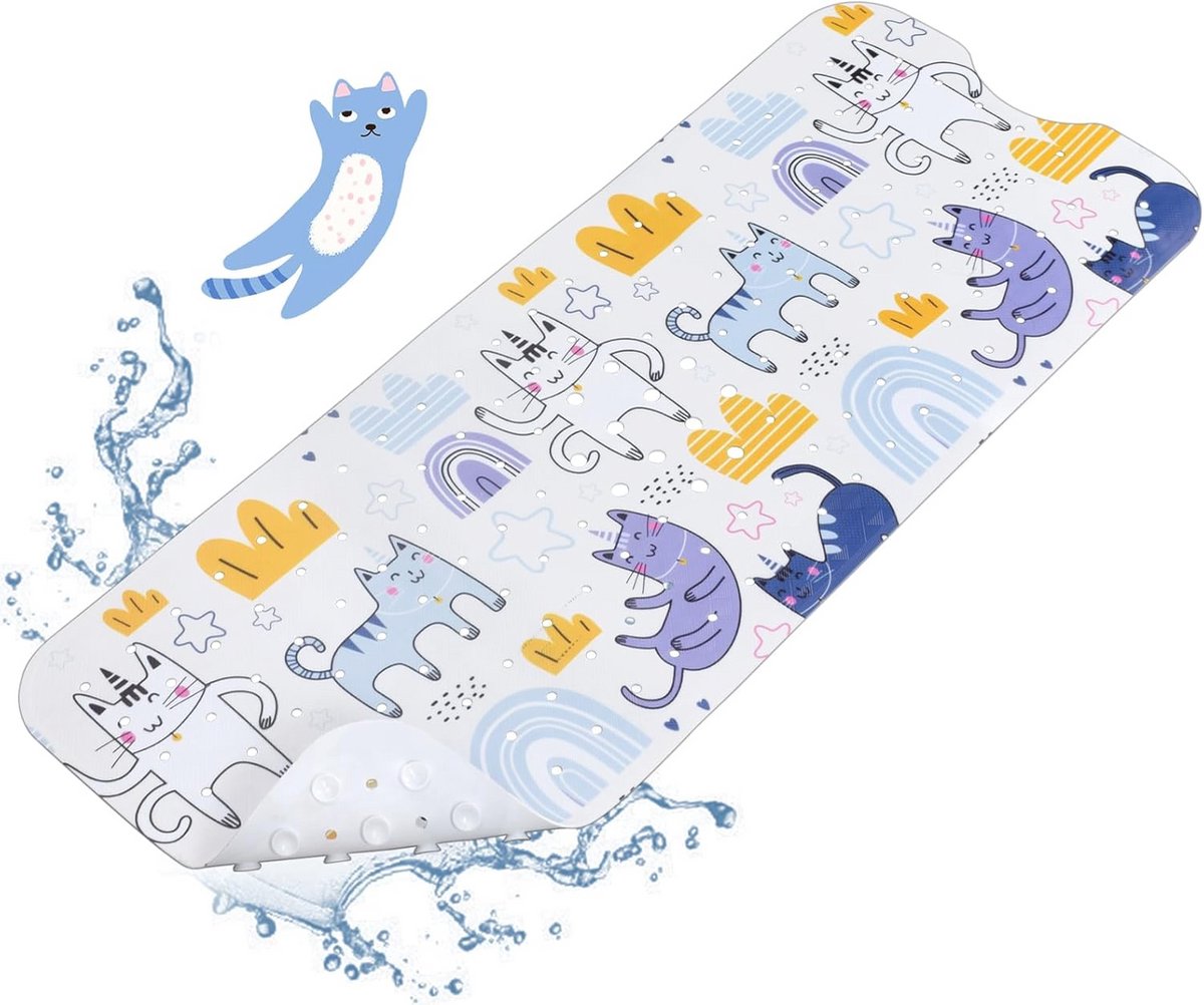 Antislip Badmat voor Kinderen 100 x 40 cm - BPA-vrij, Schimmelbestendig en Machinewasbaar