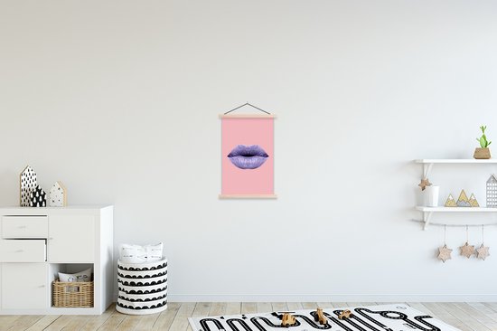 Support pour affiches avec affiche 40x60 cm - Affiche scolaire - Lèvres - Pastel - Rose - Affiche textile - Lattes vierges