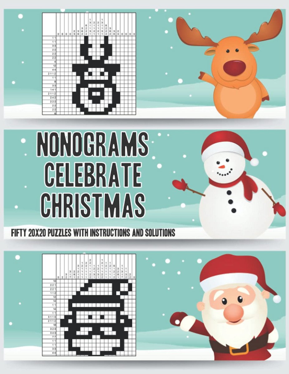 Vrolijke Kerst Nonogrammen Puzzelboek: Vijftig 20x20 Logische Picross Puzzels met Oplossingen