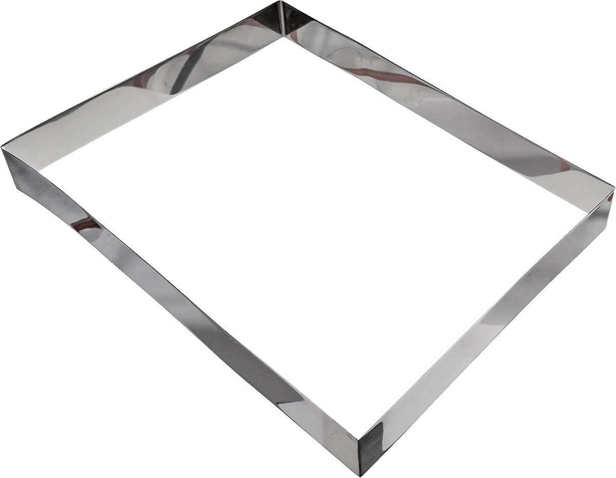 Rechthoekige taartring van roestvrij staal 40 x 30 x H 4,5 cm