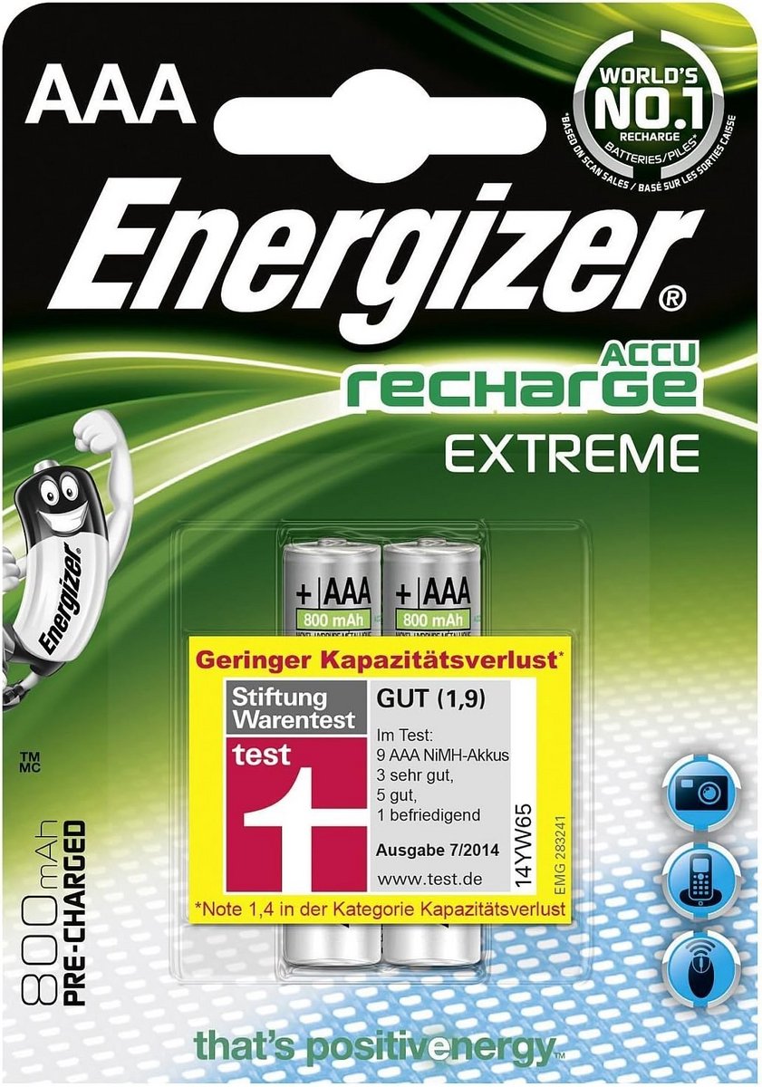 Oplaadbare AAA Batterijen 2-Pack Krachtig en Direct Klaar voor Gebruik