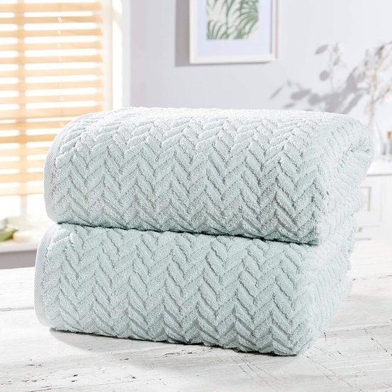 LINNICK Diamond Velours Handdoek 100% Katoen 60x110cm - white - Set van 6